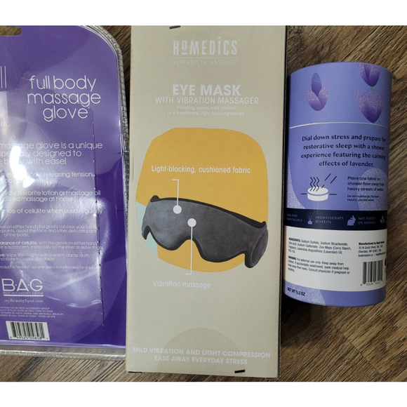 Homedics Bath & Body New Relaxation Set Vibrating Eye Mask Shower